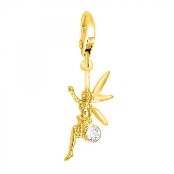 Bijou charm - So Charm - Fée doré - Cristaux Swarovski - Plaqué or - 20x5 mm