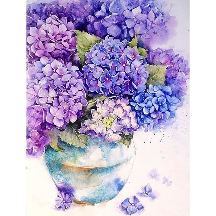 Diamond Painting Full Drill Kits pour Adultes, Fleur de couleur 5D DIY Broderie Diamant Peinture Image Cristal Strass Enfant Point De Croix Diamant Artisanat Maison Murale Décoration 30x40cm R1684