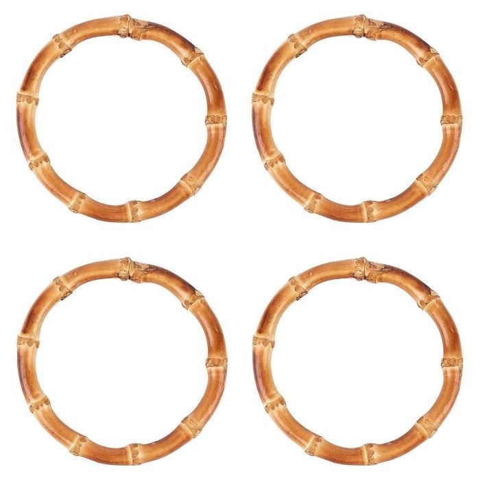 Lot De 4 Poignées Rondes En Bambou Pour Sacs – 9,8-10 Cm, Accessoires DIY Sacs à Main Et Tote Bags