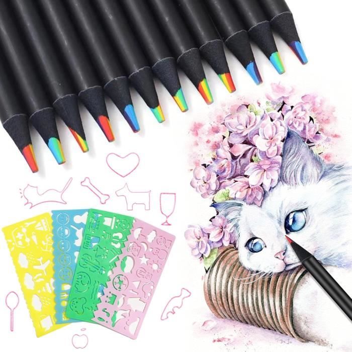 Crayons Arc-en-ciel 8 Couleurs, Crayons De Couleur Géants Pour Adultes Dessin Coloriage Et Croquis Multicolores~p144644485