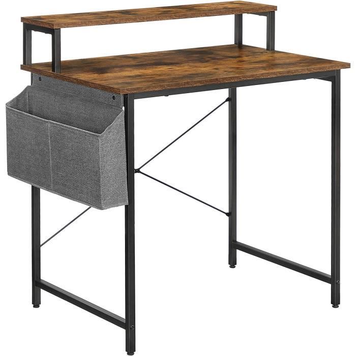 Bureau D'ordinateur ODK Noir 100x48x73.5 Cm Avec Rangements - Neuf
