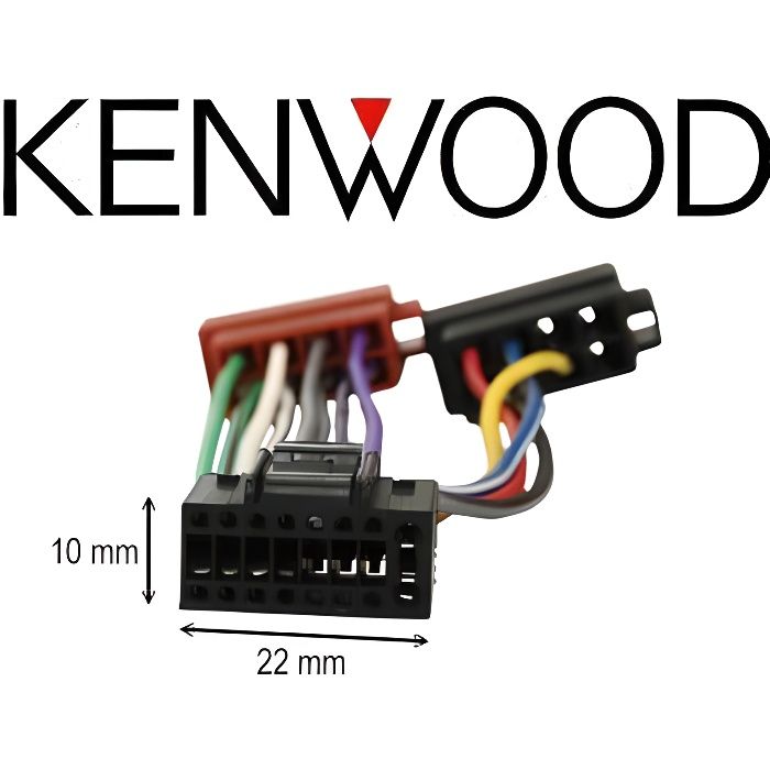 Câble adaptateur fiche iSO pour autoradio kenwood 16 Pins 