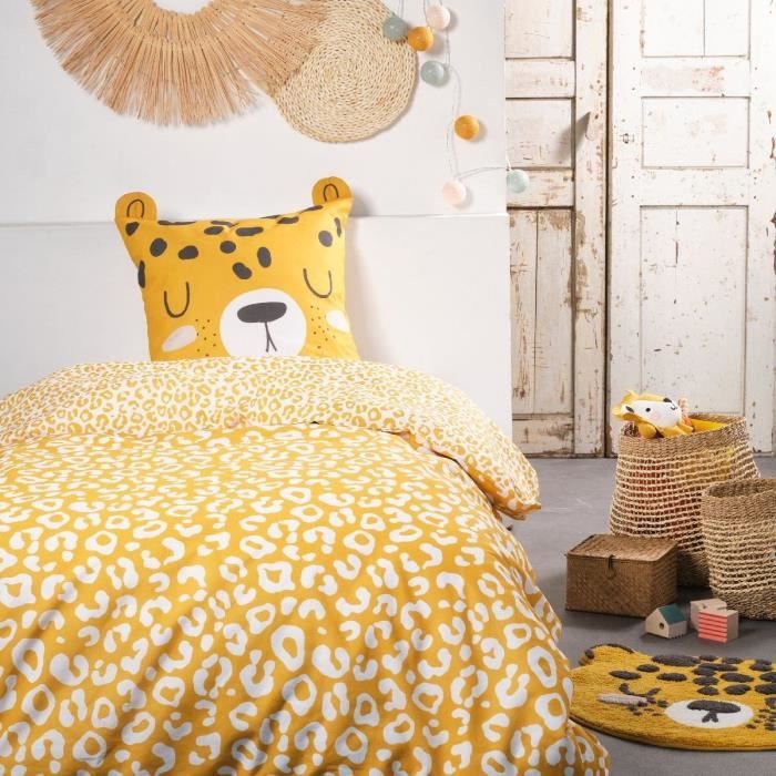 Parure de lit enfant TODAY Funny - 140x200 cm - 100% Coton - imprimé  léopard - Cdiscount Maison