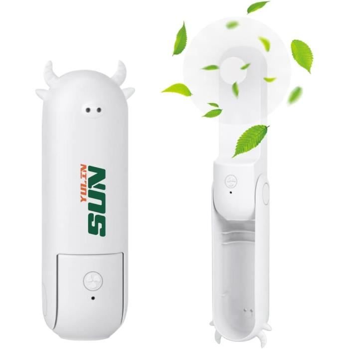 Mini Ventilateur Portable USB 4000mAh - 1 à 100 Vitesses - Plaque Céramique Glacée - Lampe Torche LED - Pivote 180°