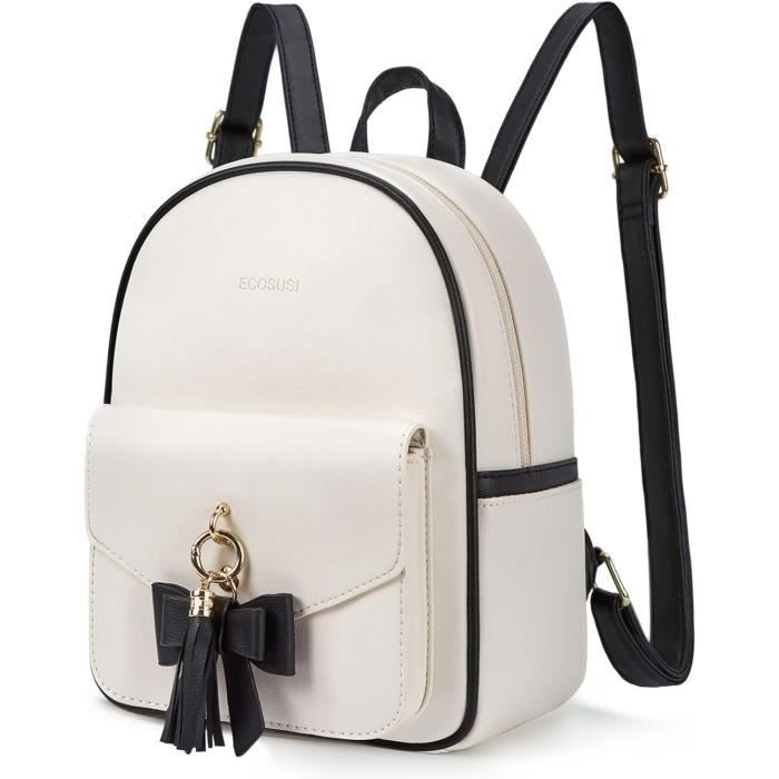 Petit Sac A Dos Femme Antivol Mini Sacs Portes Dos En Cuir Pu Mignon Fille Sac A Dos Loisir Pour La Ville Avec Un Bowknot N m1297 Noir et Blanc Cdiscount Bagagerie