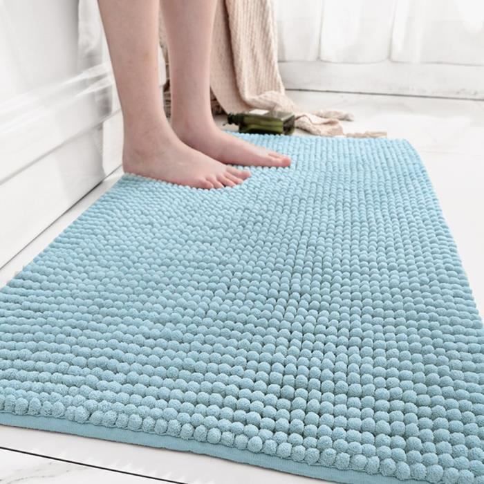 Tapis De Bain En Chenille 40x60 Cm Antidérapant - Gris - Absorbant Et Lavable Machine - Pour Salle De Bain, Douche, Cuisine