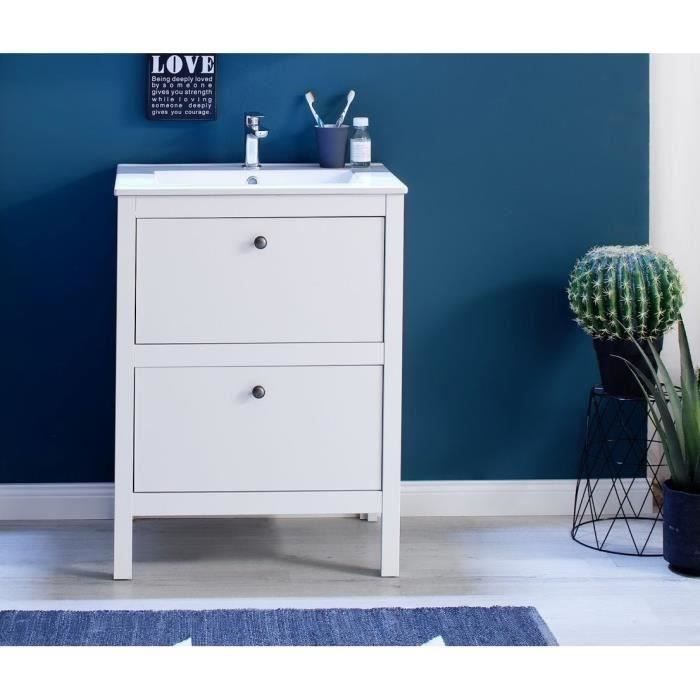 Ole Meuble De Salle De Bain Simple Vasque L 60 Cm Blanc Mat