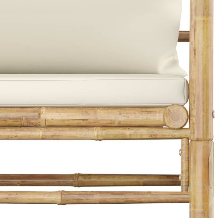 dba(313148)canapé de jardin avec coussins blanc crème bambou