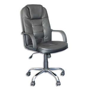 fauteuil de bureau office steel noir - visiodirect - piétement métal - croûte de cuir - noir
