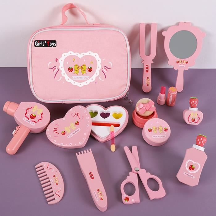 Ensemble de Maquillage pour Filles, Sac Cosmétique de Jeu de Rôle avec Kit d'Outils de Maquillage, Jouet de Beauté pour Enfants