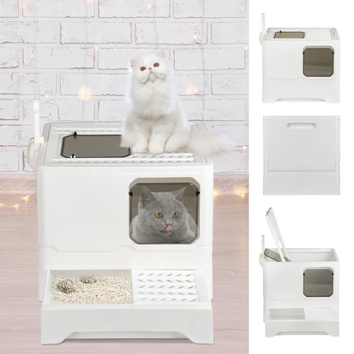 Comparer les prix de Bac à litière pour chat - XUANYU - Extra large entièrement fermé - Type de tiroir pliant - Blanc