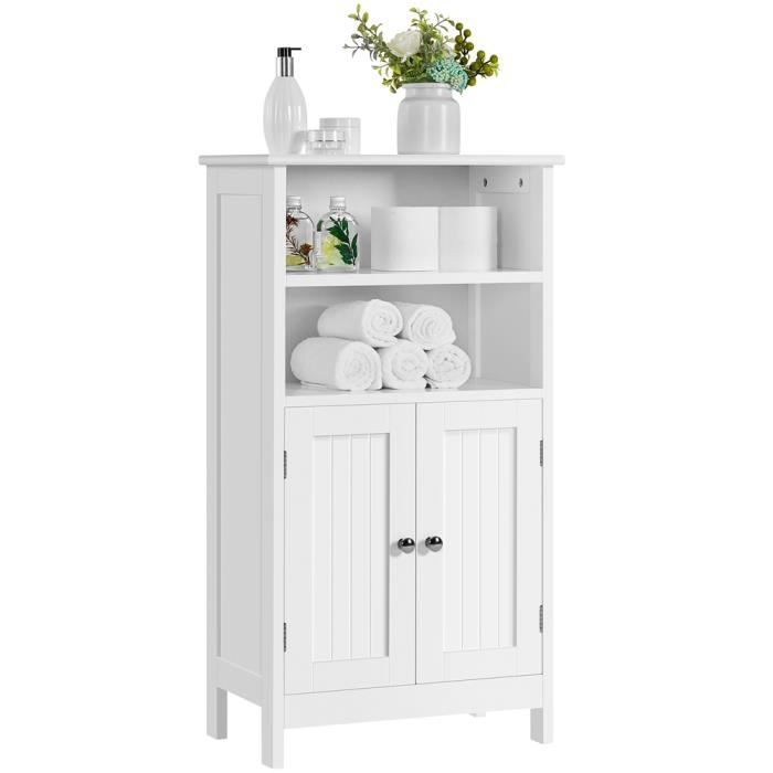 Meuble de Salle de Bain - Yaheetech - 2 Étagères -Planche Intérieur Réglable - 50 x 30 x 925 cm - Salon Cuisine Entrée Blanc