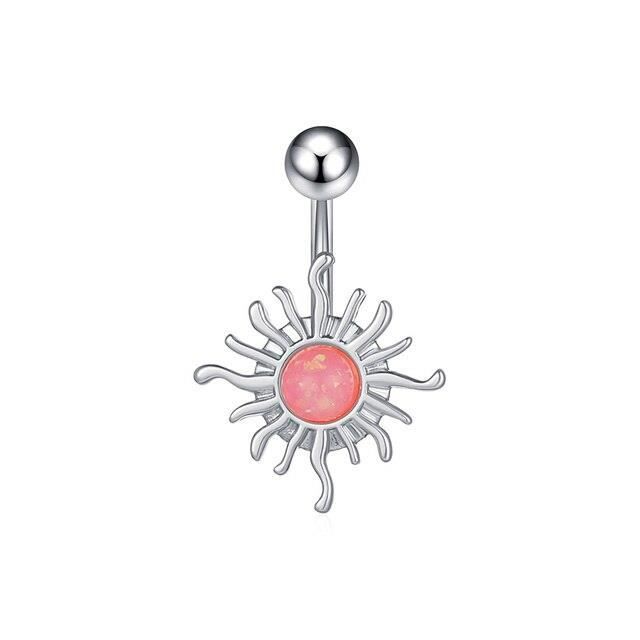 Anneau De Nombril Titane G23 14G Avec Pendentif Long CZ Opale – Piercing Nombril Mignon Et Brillant 10 Mm