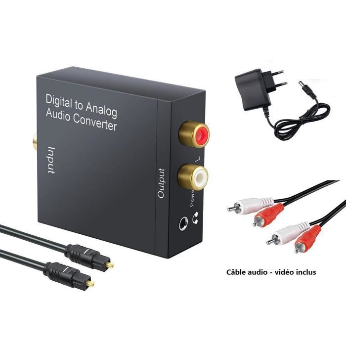 convertisseur audio coaxial à fibre optique au format PCM/LPCM Noir convertisseur audio RCA et sortie audio 3,5 mm/0,1 pouce Récepteur Bluetooth Convertisseur audio numérique-analogique 192KHz convertisseur audio coaxial à fibre optique au format PCM/LPCM Noir convertisseur audio RCA et sortie audio 3,5 mm/0,1 pouce Récepteur Bluetooth Convertisseur audio numérique-analogique 192KHz