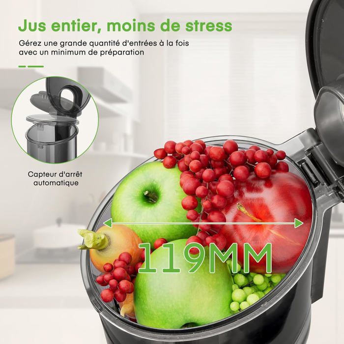 Extracteur de Jus de Fruits et Légumes Extracteur 200W Slow Juicer avec ...