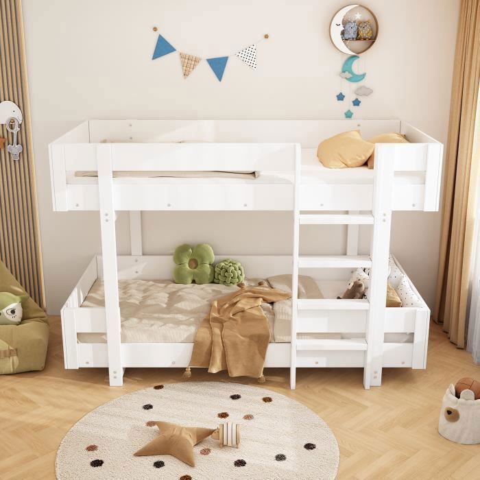 Lit superposé 140/90x200cm avec tiroirs et Barrière,convertible en Lit double 140x200 et deux lit simple 90x200,pour enfant,ado,cadre métal,Blanc | Leroy Merlin Lit superposé 140/90x200cm avec tiroirs et Barrière,convertible en Lit double 140x200 et deux lit simple 90x200,pour enfant,ado,cadre métal,Blanc | Leroy Merlin