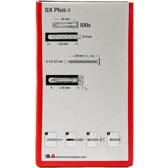 100 Chevilles Sx Plus 8 X 40 Mm Pour Mur Plein, Brique Perforée — free download