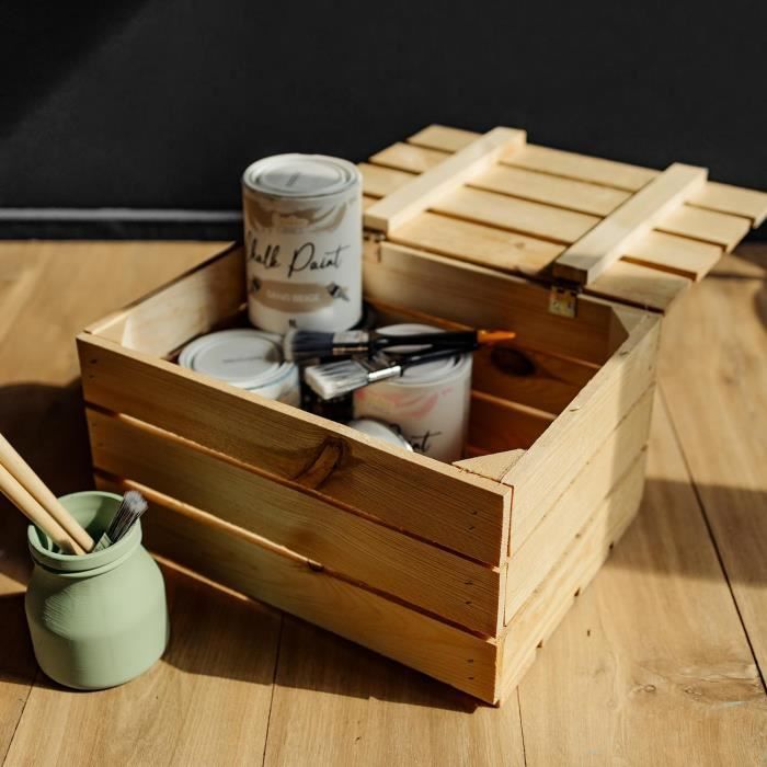 Creative Deco Natuurlijke Houten Doos met Groot Deksel | 50 x 40 x 30 cm | Vintage Retro Natuurlijke Opbergdoos | voor Documenten Speelgoed Gereedschap