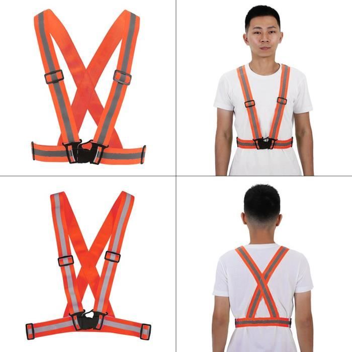 CREATCABIN Ceinture Réfléchissante Orange - Sangle élastique Réglable En Polyester Pour Course à Pied, Cyclisme, Marche Et Moto, équipement De Sécurité Haute Visibilité