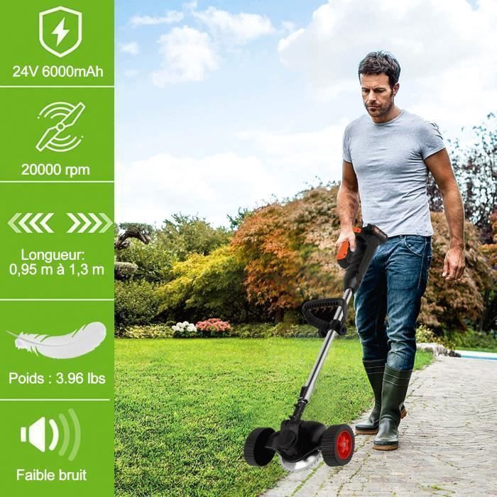 Débroussailleuse Électrique Sans Fil X-cotec - 800W, 2 Batteries 1500mAh, 4 Lames - Coupe-Bordure Jardin & Terrain - 9