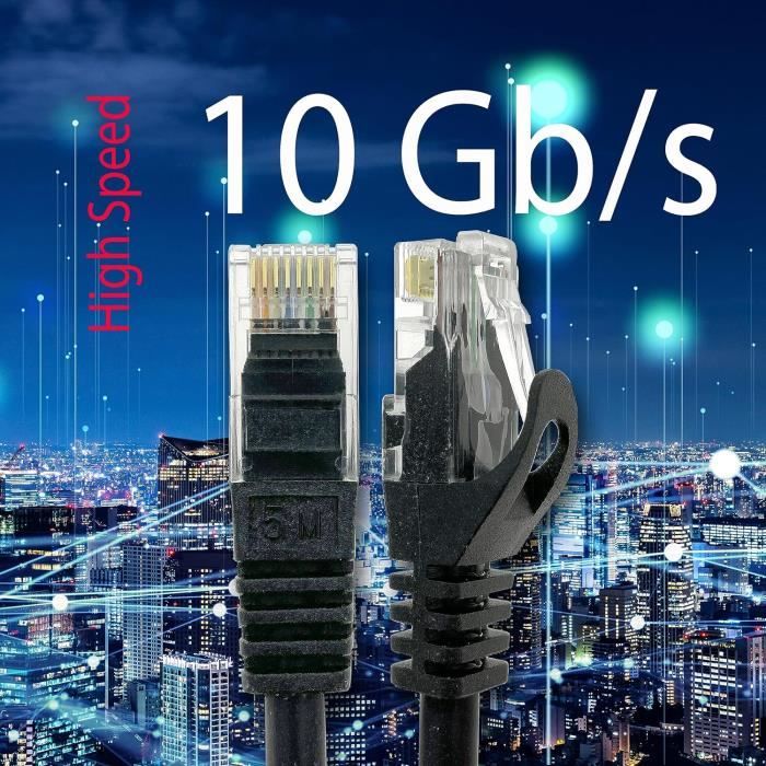 1 Câble Réseau Cat7 De 7,5 M, Lan & Cat 7 Pour Une Vitesse