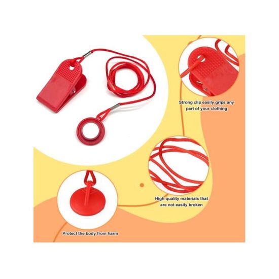 Clé De Sécurité D'urgence Pour Tapis De Course - Clip Arrêt Immédiat, Universel, Rouge ABS - 8