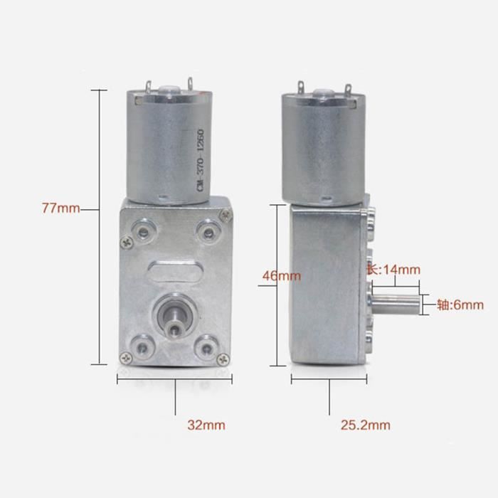 Motoréducteur 12V 2RPM – Arbre 6mm Forme D, Couple élevé, Uxcell