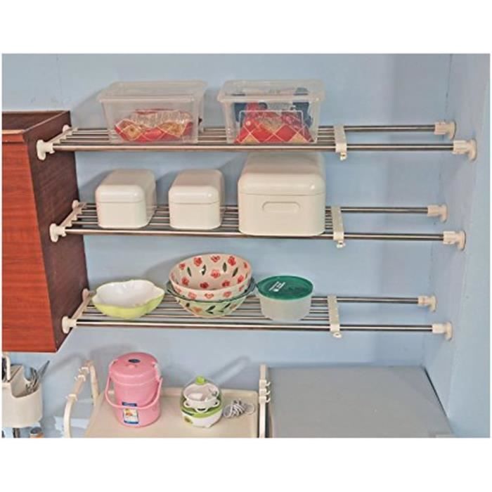 Étagère De Placard Extensible Réglable 37-48 Cm - En Acier - Charge 55 Kg - Organisation Rangement Armoire