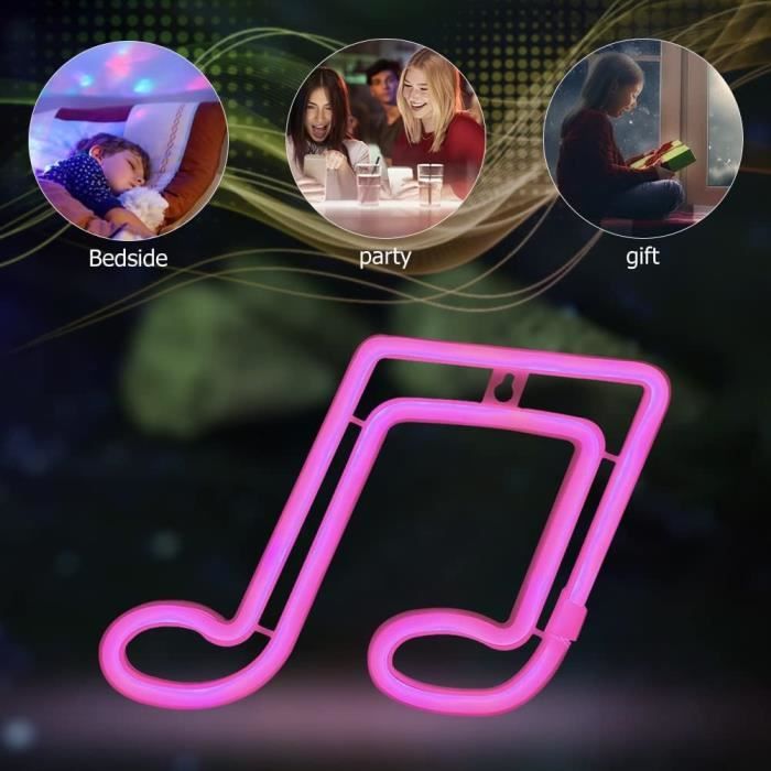 Note De Musique Néon LED - Enseigne Lumineuse 35x14cm - USB Ou Piles - Décoration Murale Bar, Chambre - AOOTE