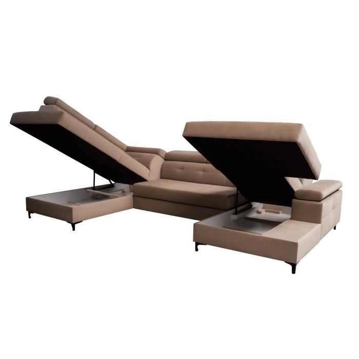 Mb-moebel Grand Canapé D'angle XXL En U Panoramique Lit