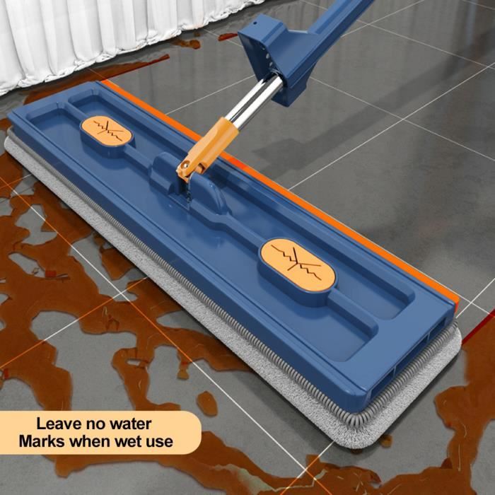 Balai Serpillère avec Essoreur Serpillère Plat avec Tête Pivotante à 360°Mop 38cm avec 4 Tampons Microfibre pour Bois Dur - Maison