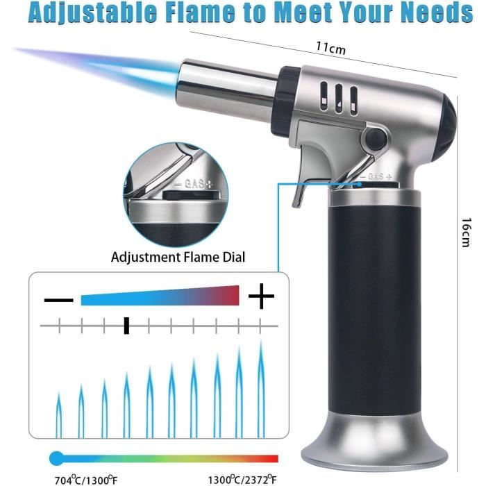 Chalumeau De Cuisine + Recharge Gaz - Briquet Jet Flame Pour Crème Brûlée, Gratins