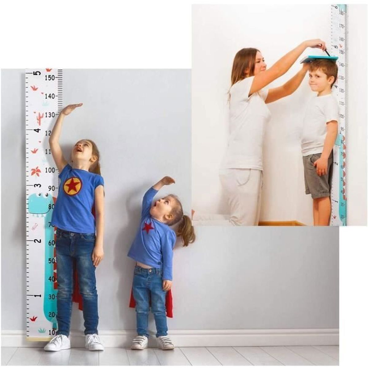Toises Toise Murale Enfant Avec Motif Dinosaures Dessin Anime Murale A Suspendre Regle Enfant Amovible Bebe Toise Pour Hauteur De Mesure Fille Garcon Decoration De Chambre Tableau De Croissance Enfants Bebe