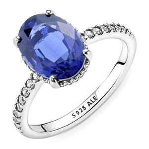 Bague Ancienne En Argent 925 Sterling - Taille 60 - Sertie D'une Pierre Bleue - Occasion