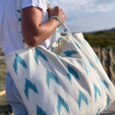 Sac De Plage XXL TRESMESTRES 40L - Style Méditerranéen, Doublure Intérieure, Toile, 65x40cm