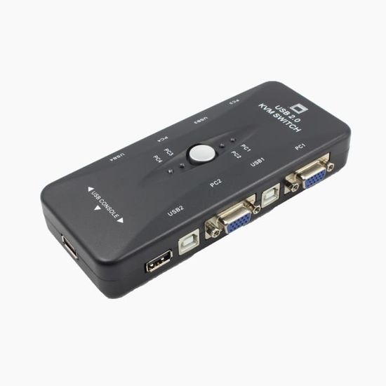 Rouku Contr/ôleur Automatique dorigine 2 Ports Hub USB 2.0 KVM SVGA VGA Switch Box Clavier Souris Moniteur imprimante Adaptateur Spliter