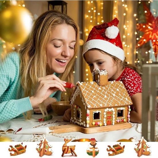 Moule biscuit noel,18 Pièces Moules à Biscuits de Noël 3D, Moules à Biscuits  de Noël en Acier Inoxydable maison de pain d'épic[57] - Cdiscount Maison
