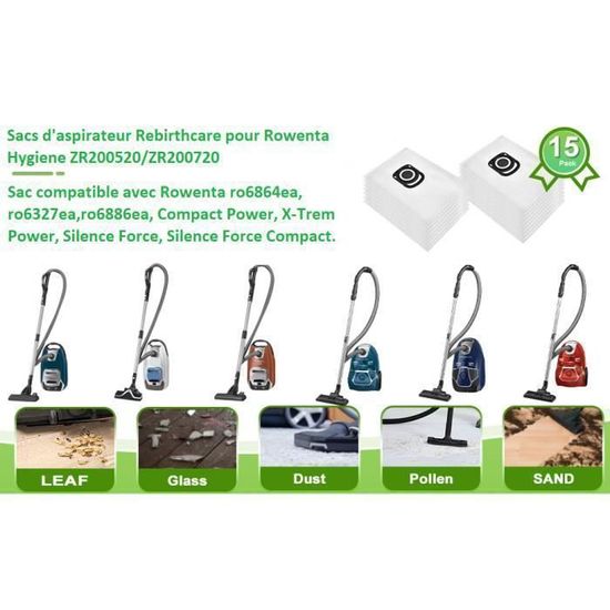 Sac Aspirateur HYGIENE+ ROWENTA ZR200520 Le lot de 4 sacs