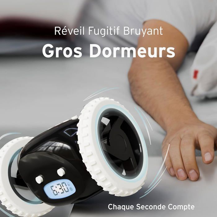 Réveil Étudiant Extra-Fort – Sonnerie Puissante Anti-Gros Dormeurs | Cadran 3D Agrandi | Réveil Analogique Avec Alarme Précise Minutes/Secondes