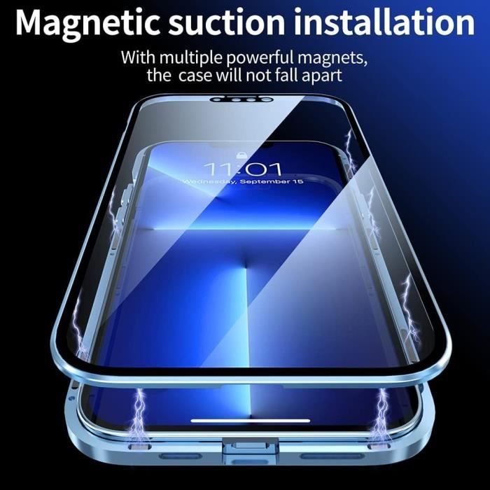 iPhone 15 Pro Max  Coque Intégrale Magnétique en Verre Trempé