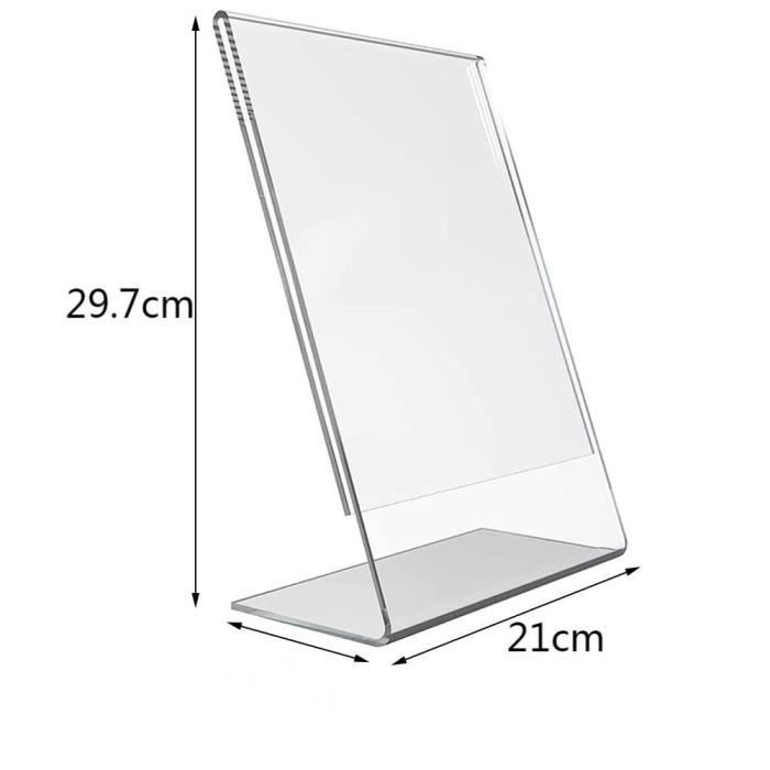 Lot de 6 présentoirs en plexiglas A4, porte-menu acrylique A4, plexiglas transparent, adapté pour cartes format A4, présentoirs en T en acrylique transparent pour restaurants de bureau, menu photo (6