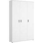 PEGANE Armoire de rangement 3 portes coloris blanc - Longueur 116 x Profondeur 35 x Hauteur 190 cm