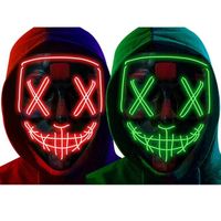 Masque d'Halloween LED Light Lumière - BIENCOME - Rouge et Vert - Modes: Lumière fixe, Flash lent, Flash rapide