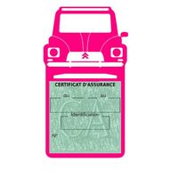 Simple porte vignette assurance Citroën Dyane sticker adhésif Rose