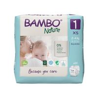 Couches Bambo Nature Newborn T1 (2-4 kg)  - 6 paquets de 22