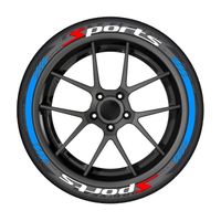 Autocollants pour pneu de voiture-8 PCS 3D lettres en caoutchouc autocollant pour moto décoration jante de pneu(sport+rayures bleu)