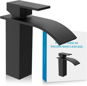 ROBINETTERIE SDB Robinet de salle de bain cascade avec cartouche en céramique durable et kit de montage Noir mat.[Z517]