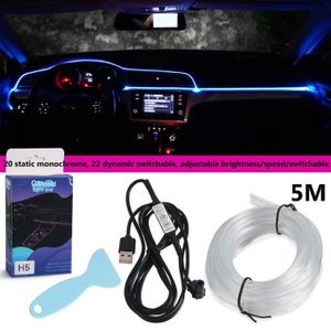 LED -- Fil EL -- 5 mètres -- Éclairage intérieur de voiture -- Blue glace  -- Connexion USB