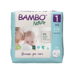 COUCHE Couches Bambo Nature Newborn T1 (2-4 kg)  - 6 paquets de 22