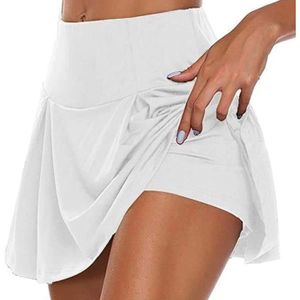 JUPE Jupe Femme Ete Casual Sport Tennis Plissée Jupe Running Yoga Chic et Elegant Taille Haute Mode Plage Court Fluide Doux -  Blanc - 1